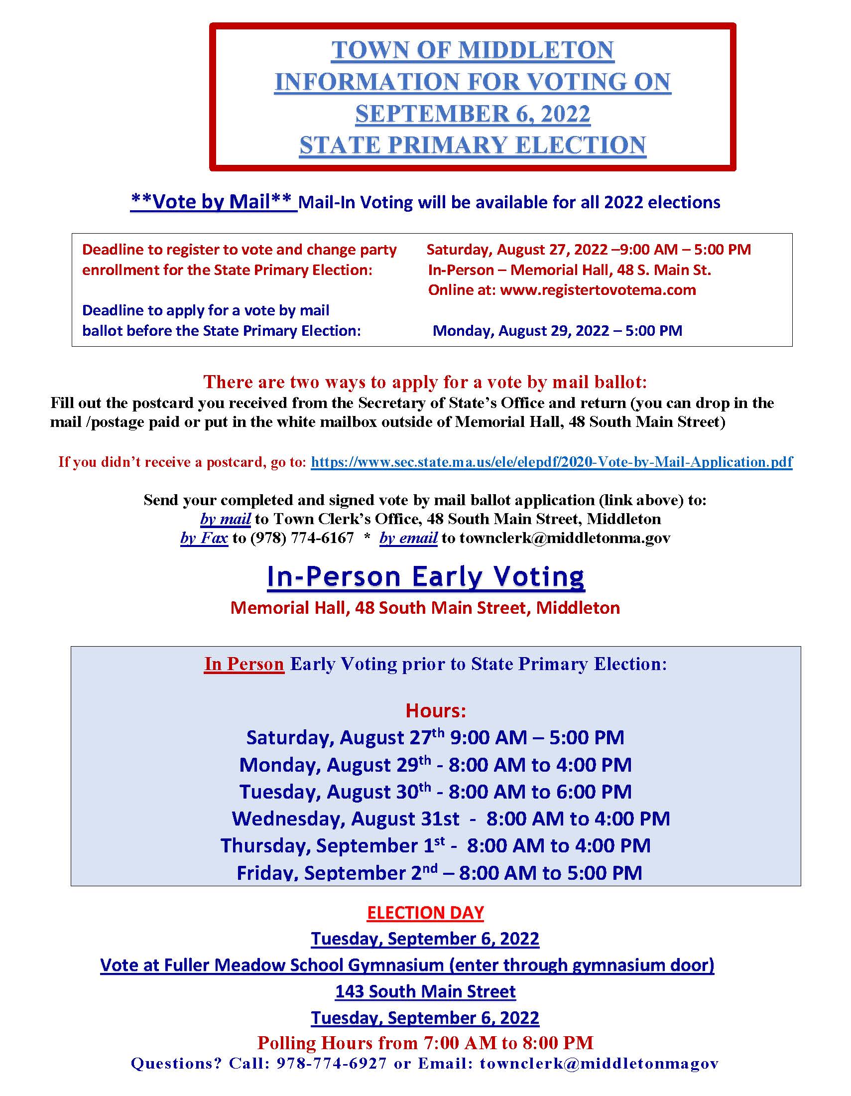 2022 State Primary Election Voting Options Flyer 9-6-22