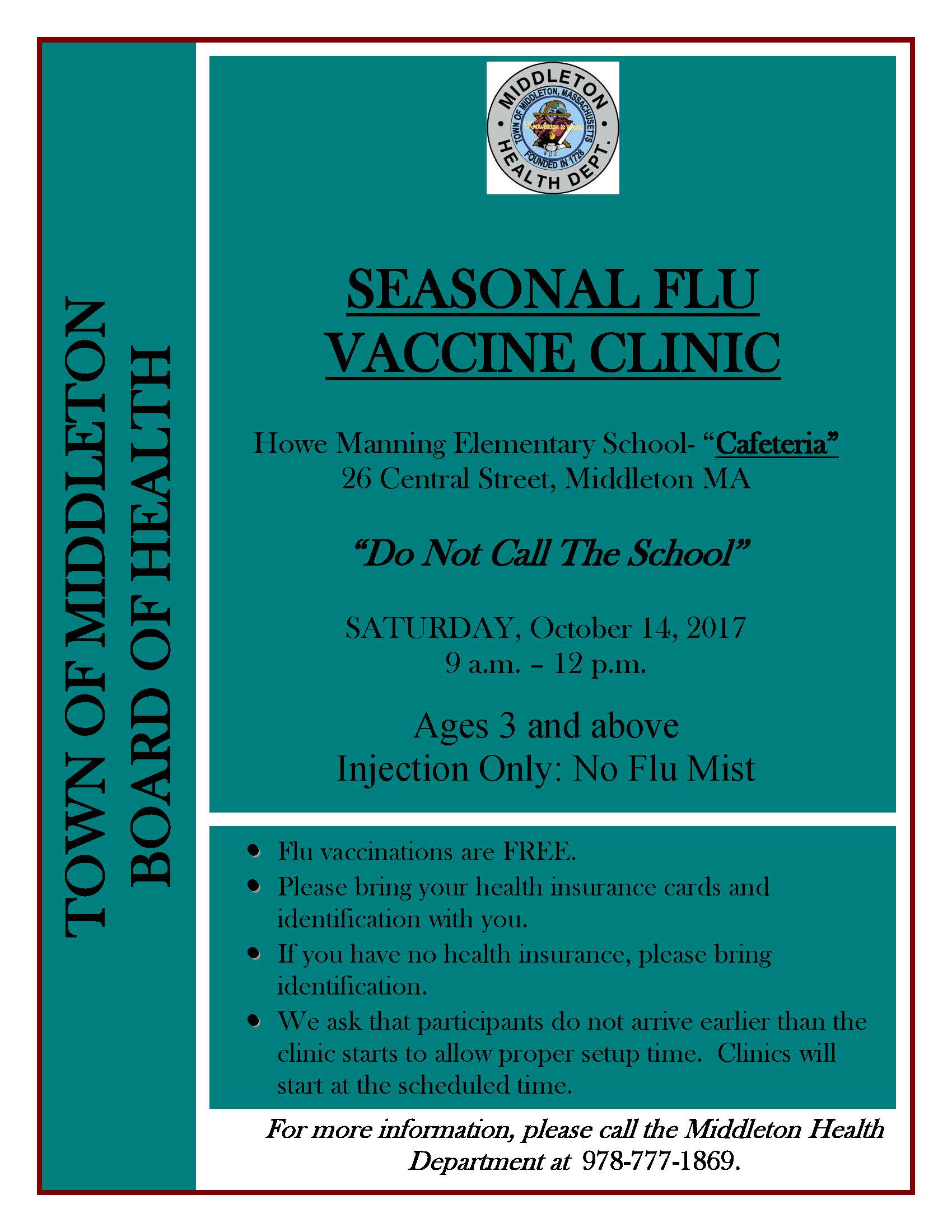 2017 Flu Clinic Announcement 10-14-2017